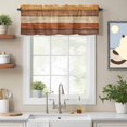 thumbnail image 2 of Orange Brown Wood Grain Valance Curtain for Windows Vintage Farmhouse Country Style Rod Pocket Curtain Valances Short Window Treatments Panels for Kitchen Bathroom Laundry Room Basement 54 x 18 Inch, 2 of 9
