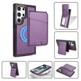 thumbnail image 2 of Compatible With Samsung Galaxy S25 Ultra Magnetic Detachable Wallet Case,PU Leather Back Flip Kickstand,[Compatible With Magsafe],With Card Slots,Shockproof Rugged Phone Case Cover,Purple, 2 of 13