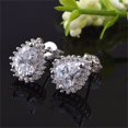 thumbnail image 4 of Uloveido Nickle Free Halo Cubic Zirconia Teardrop Bridal Earrings Fashion Wedding Jewelry Women R815 (White), 4 of 7