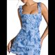thumbnail image 1 of Vestido Floral 3D de Verano para Mujer, Sin Mangas, Estilo Cóctel, para Fiesta, Corto, 2025 Azul XL, 1 of 7