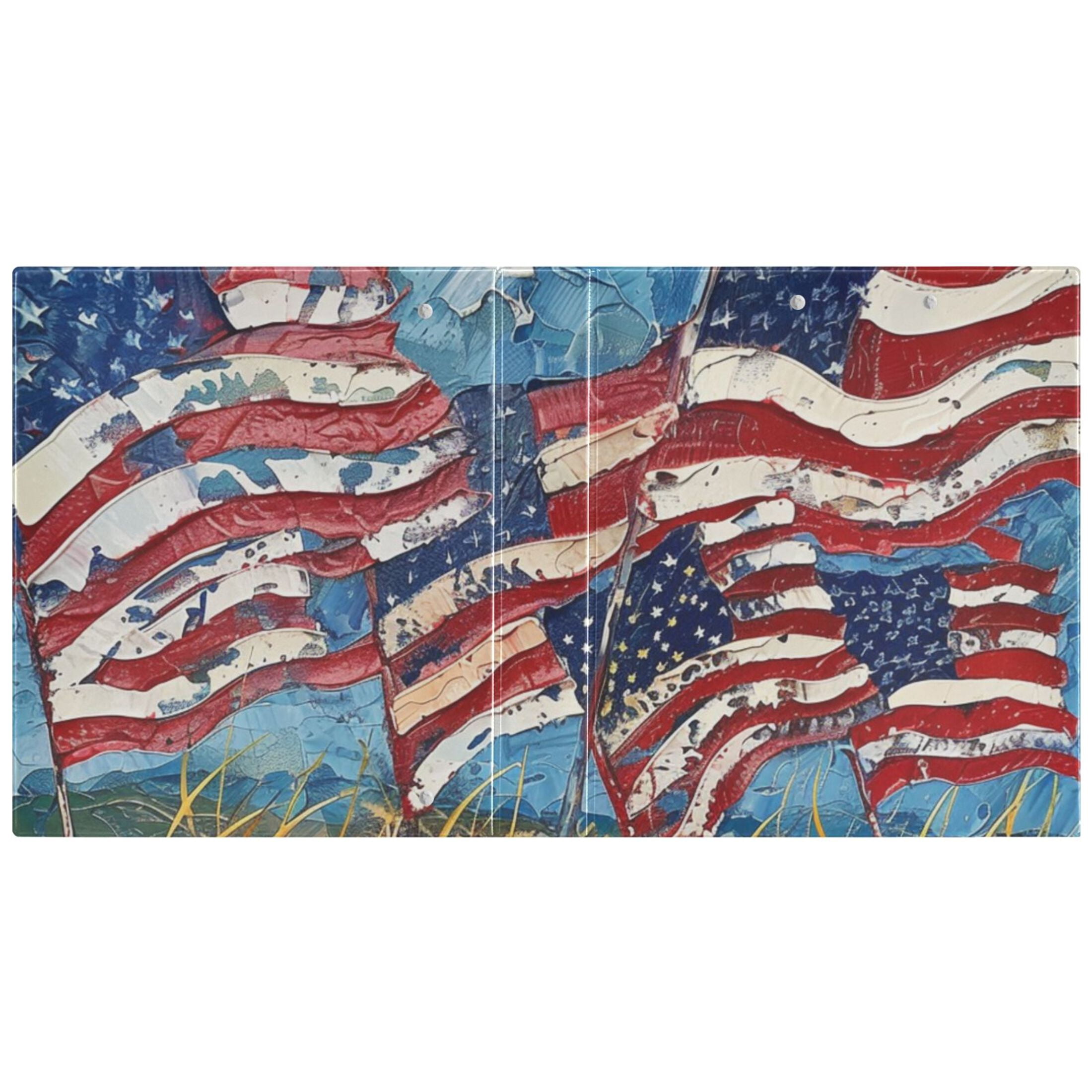 Usa Flags 3 Ring Binders 1.5 inch Hardcover File Folders with Interior Pockets A4 Size Organizer for School Office Hospital