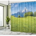 thumbnail image 4 of Ambesonne Switzerland Shower Curtain, Peaceful the Alps View, 69"Wx84"L, Lime Green and Azure Blue, 4 of 4