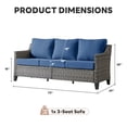 thumbnail image 2 of Gymojoy Outdoor Wicker Sofa, Patio Rattan 3 Seats Deep Seating Couch with Blue Cushion, 2 of 9