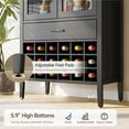 thumbnail image 6 of 71" Tall Wine Bar Cabinet, Arched Storage Cabinets with Door, Whiskey Station with Wine Rack and Glass Holder, Liquor Bar Cabinet for Home Kitchen Living Dining Room (Black), 6 of 8