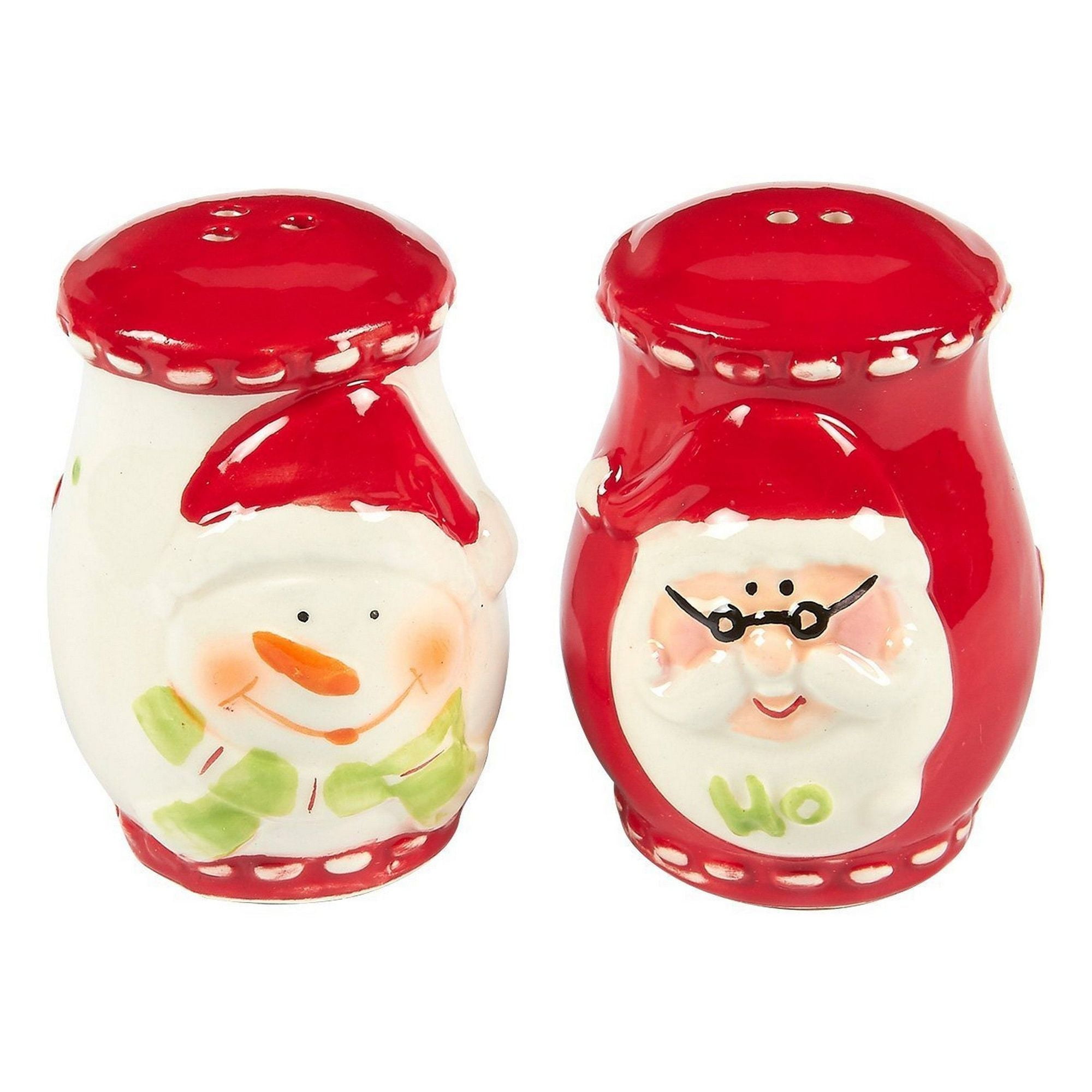 2Pack of Salt Pepper Shakers Cute Salt Pepper Shakers, Santa Claus and SnowmanThemed Ceramic