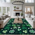 thumbnail image 3 of Rectangle Area Rugs 5 x 7 Ft, St. Patrick's Day Non-Slip Residential Carpet, Shiny Shamrocks Green Botanical Leaves Indoor Crawling Mats Runner Rugs for Living Room/Dining Room/Bedroom, 3 of 8