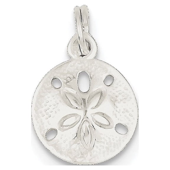 Sterling Silver Polished Sand Dollar Charm - 1.4 Grams - Measures 22x15mm Wide