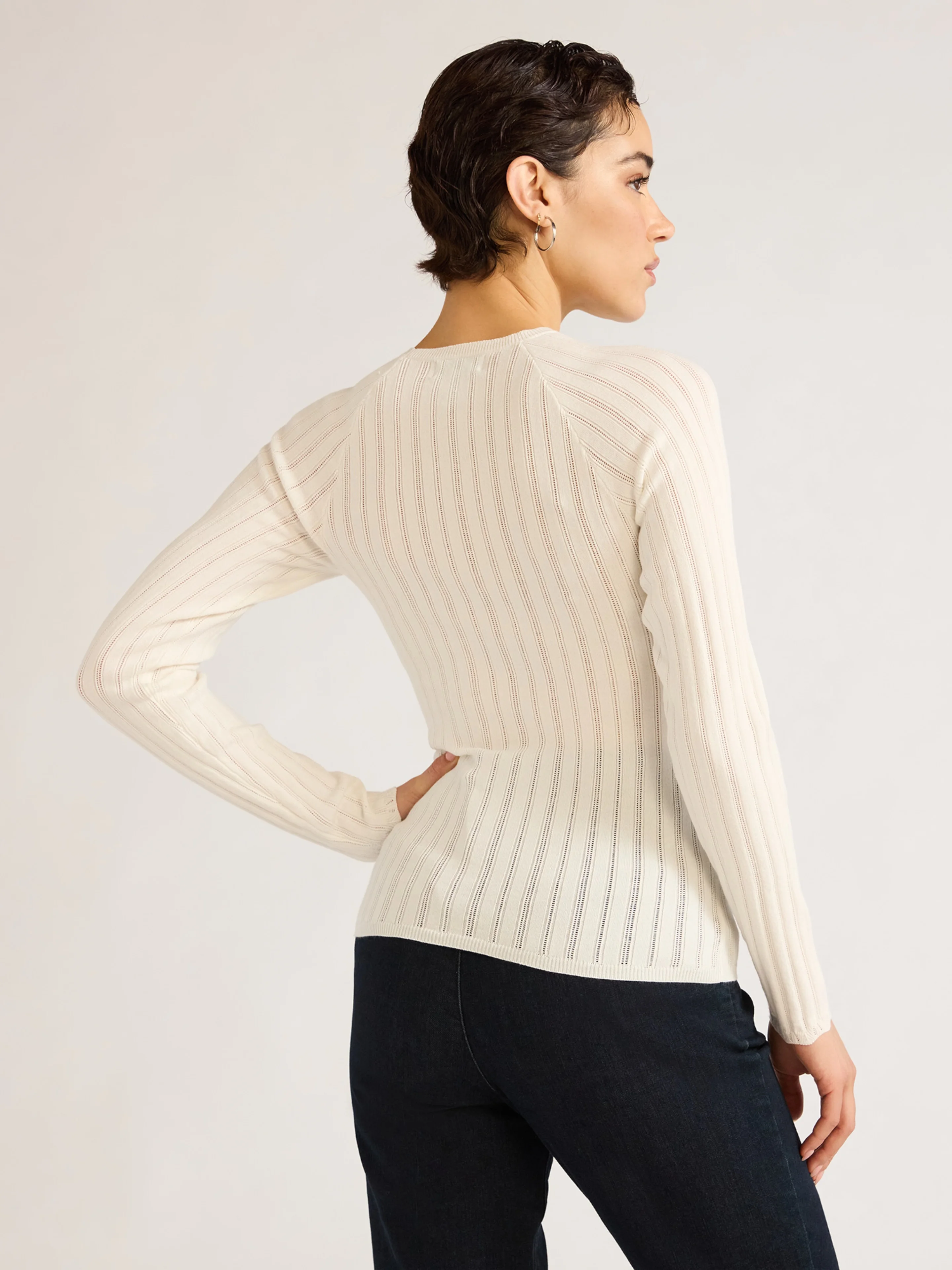 Sofia Jeans Women's Lace Crewneck Sweater with Long Sleeves, Lightweight, Sizes XS-XXL