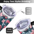 thumbnail image 5 of Cup with Handle and Straws 40 oz Stainless Steel Gothic Wildflower Colorful Floral Travel Cup Birthday Present for Men Dad Son Husband Gifts for Him/Her Water Bottle, 5 of 7