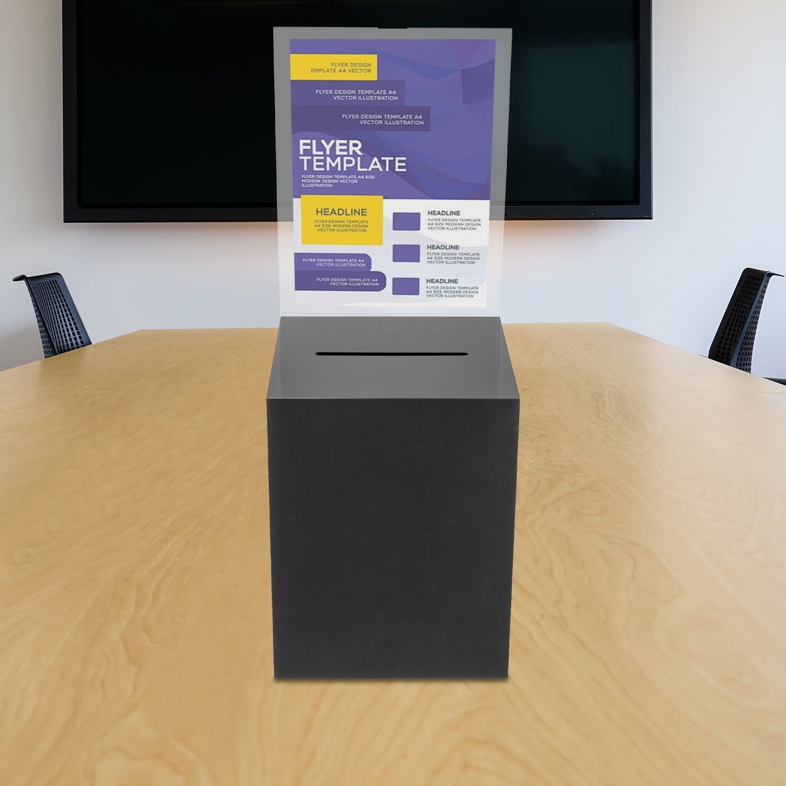 Acrylic Charity Donation Ballot Box Acrylic Suggestion Box with Lock and Sign Plate,Fundraising Coin collection Tip Box with 2 Keys, 11" H x 8.5" W x 8.5"L