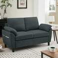 thumbnail image 2 of Soscana Loveseat with Storage Side Pockets, 2 Seat Sofa Love Seat Small Couch for Living Room Bedroom Apartment Office Studio,Dark Gray, 2 of 8