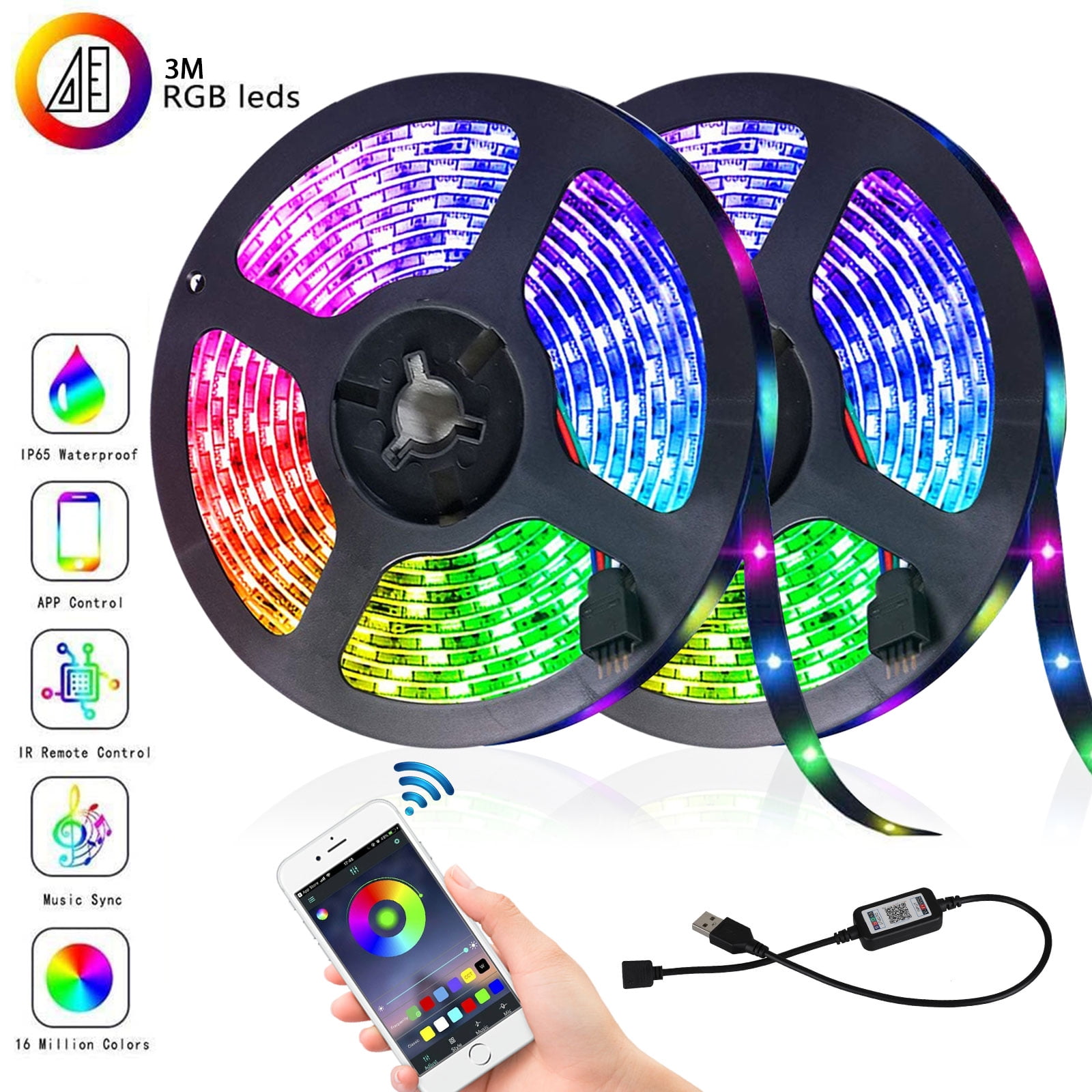 5M/4M/3M/2M/1M LED Strip Lights, Bluetooth LED Light Strips Wireless Music RGB Tape Lights with Remote Color Changing Rope Lights Smart Phone App Control for Home Parties Birthday Bar Club Decoration 5M/4M/3M/2M/1M LED Strip Lights, Bluetooth LED Light Strips Wireless Music RGB Tape Lights with Remote Color Changing Rope Lights Smart Phone App Control for Home Parties Birthday Bar Club Decoration