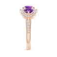 thumbnail image 3 of ANGARA Natural Floating Three Stone Amethyst Ring with Diamond Halo in 14K Rose Gold for Women (Size-6mm) | February Birthstone, Birthday, Anniversary, Jewelry Gift for Women | Natural Amethyst Ring, 3 of 9