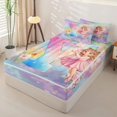 thumbnail image 2 of jejeloiu Rainbow Gradient Initial Y Zipper Twin Comforter Sets with Fitted Sheet and 2 Pillowcases For Girls,Colorful Stars Print Zipper Bedding Set For Kids,Pink Reversible,4-Piece, 2 of 7