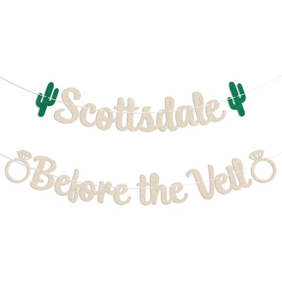 Scottsdale Before the Veil Banner - Arizona Bach Banner, Déco Taco Bout Love, Décorations de Fête Enterrement de Vie de Jeune Fille dans le Désert Champagne Or