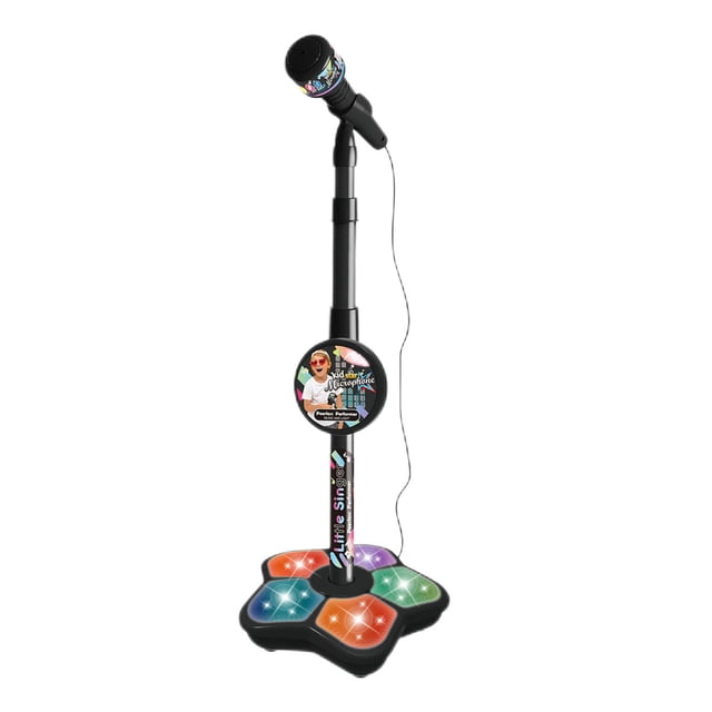 Instrumento de música Juguetes Micrófono Soporte de juguete de cumpleaños Portátil 5 luces Props de Juguete Negro Sunnimix Micrófono para niños