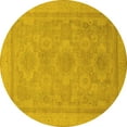 thumbnail image 1 of Ahgly Company Indoor Round Oriental Yellow Traditional Area Rugs, 4' Round, 1 of 4