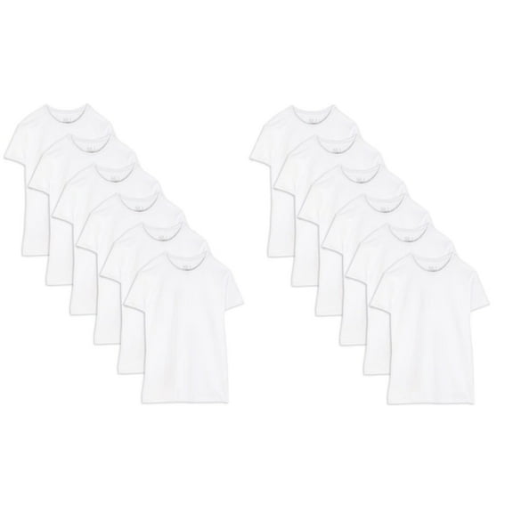 Fruit of the Loom Men's Crew Neck White Stay Tucked T-Shirts 12 Pack