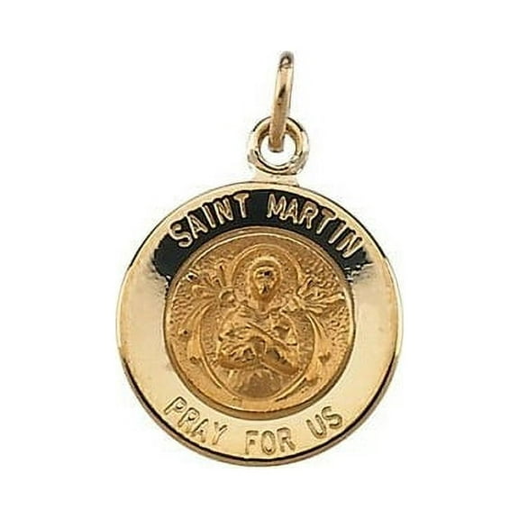 14K Gold Saint Martin De Porres Religious Medal - Solid 14k Yellow Gold, Under 2/3" (15.0mm)