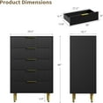 thumbnail image 6 of 3/5/6 Drawer Dresser,Fluted Dresser Nightstand  with 3 Drawers, Wooden Chest of Drawers with Metal Handle & Feet, Dresser for Living Room, Hallway, Bedroom, 6 of 7