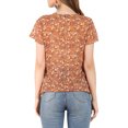 thumbnail image 3 of Allegra K Women's Floral V Neck Short Sleeve Ruffled Ditsy Blouse Tops, 3 of 6