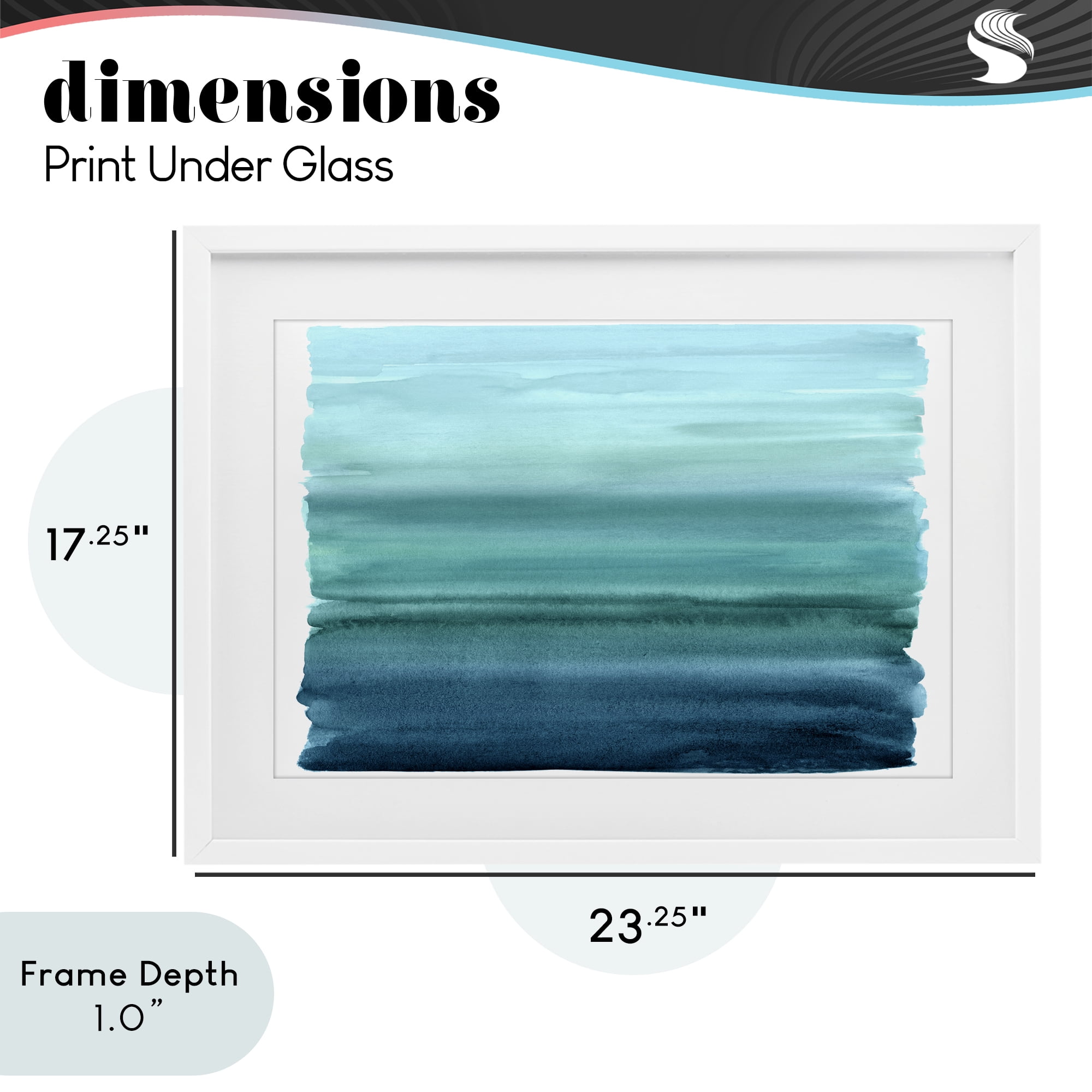 Stupell Industries Ombre Teal Gradient White Framed Print Under Glass, design by Allie Corbin