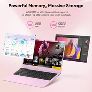 Coolby Pink Laptop,15.6 Laptop Computer,16GB RAM 512GB SSD,6500Y Processor (Beats N5095 up to 3.4GHz), Lightweight Notebook PC for Student Business Office, Win 11 Laptop, Office 2024,