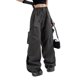 thumbnail image 3 of TRKIYQC Pantalones cargo para mujer, pantalones de talle bajo con cordón y cordón de pierna ancha gris con bolsillos TRKIYQC moda, 3 of 10