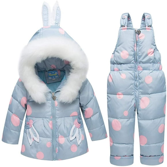 Kids Ski Suit Set - Girls Hooded Down Jacket and Snow Trouser Children Outfits Set Snowsuit, 10-36 Month