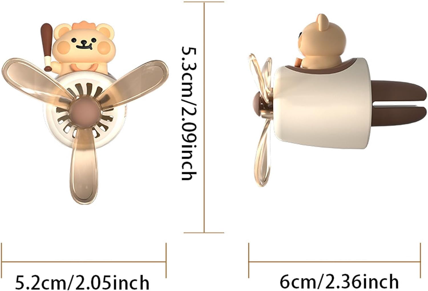 Cute Bear Duck Pilot Car Air Fresheners, Bear Duck Air Vent Clips, Cartoon Pilot Rotating Car Diffuser Decorations, Auto Air Conditioner Outlet Clips with 2 Packs Replacement Tablets