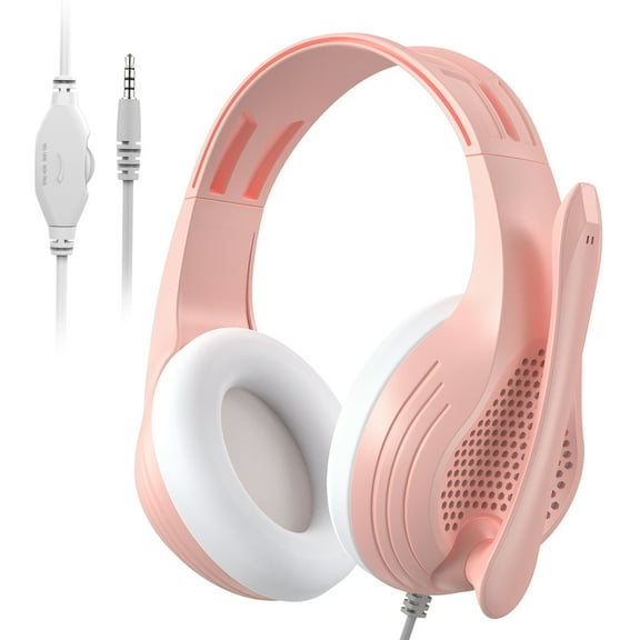 Anivia Gaming Headsets with Mic Noise Cancelling Headphone Computer Headset with Microphone Wired Headphones Adjustable Headband for PC/MAC--Rose Pink（Ship from USA）