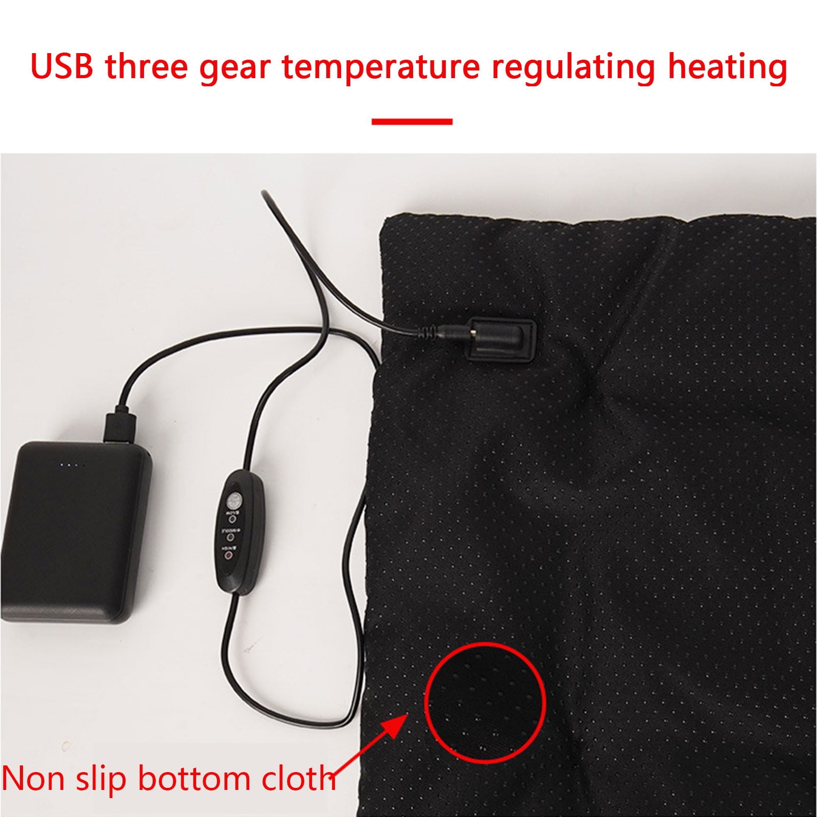 USB Heating Warmer Pad Bed for Cat, Small Dog and Pet, Safe Power-Bank Battery Operated, for Indoor and Outdoor Use, Temperature Settings, Washable