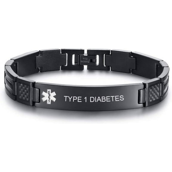 Cool Black Stainless Steel Emergency Medical Alert ID Bracelet
