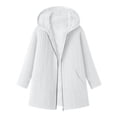 thumbnail image 6 of Women's Fleece Lined Jackets Hooded Cable Textured Zip Front Mid Length Coat Plush Coats for Women White S, 6 of 6