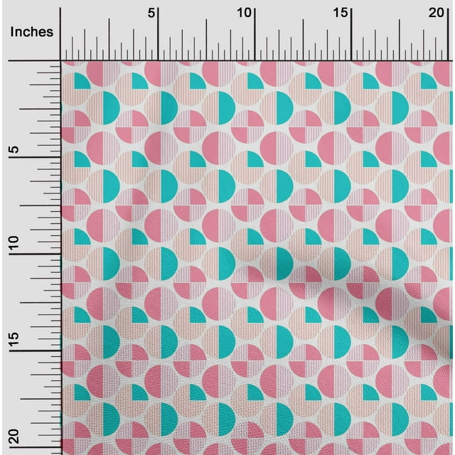 oneOone Tissu en Viscose Chiffon Imprimé Géométrique Cercle BTY 42 Pouces de Large