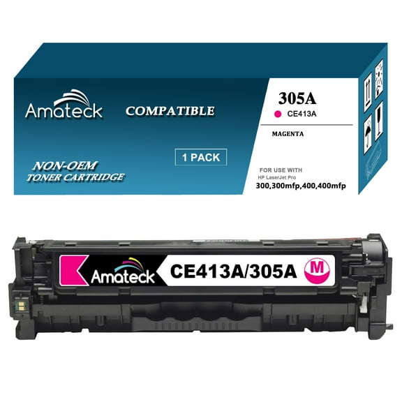 Amateck Compatible Toner Cartridge Replacement for CE413A (HP 305A) Magenta 1 Pack for LaserJet Pro 300 color MFP M375nw, LaserJet Pro 400 color M451dn, M451dw, M451nw, M475dn, MFP M475dw