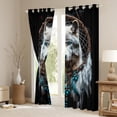 thumbnail image 3 of jejeloiu Boho Style Dreamcatcher Curtains and Drapes,Woodland Animal Wolf Black Out Curtains,Howling Wolves Curtains Pack of 2 (52x63 Each) For Kids Boys,Microfiber Bedroom Decor, 3 of 6