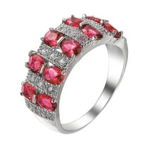 CILENON Gold Rings for Women Silver Women Fashion Trend Single Full Diamond Zircon Ring Ladies Jewelry Diamond Rings for Women Size 6 10 Rings for Women Gold Plated Rings for Women (Red,9)