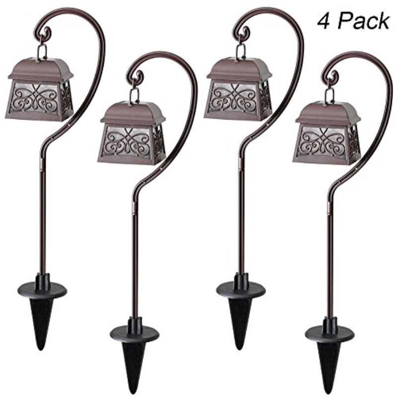 Maggift 22 Inch Hanging Solar Lights Multipurpose Shepherd Hook Lights