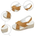 thumbnail image 7 of Wedge Sandals for Women Dressy Summer Platform Strappy Espadrille Casual Slingback Wedges Heels Open Toe Arch Support Pumps Shoes Khaki Size 7, 7 of 7