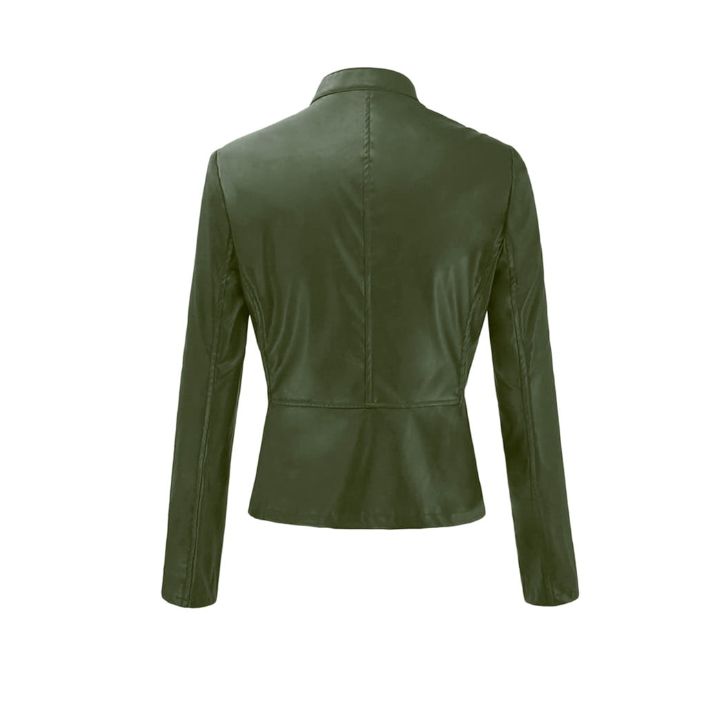 CAICJ98 Black Leather Jacket Women Women's Lightweight Soft Running Track  Jackets Slim Fit Workout Jacket with Thumb Holes Army Green