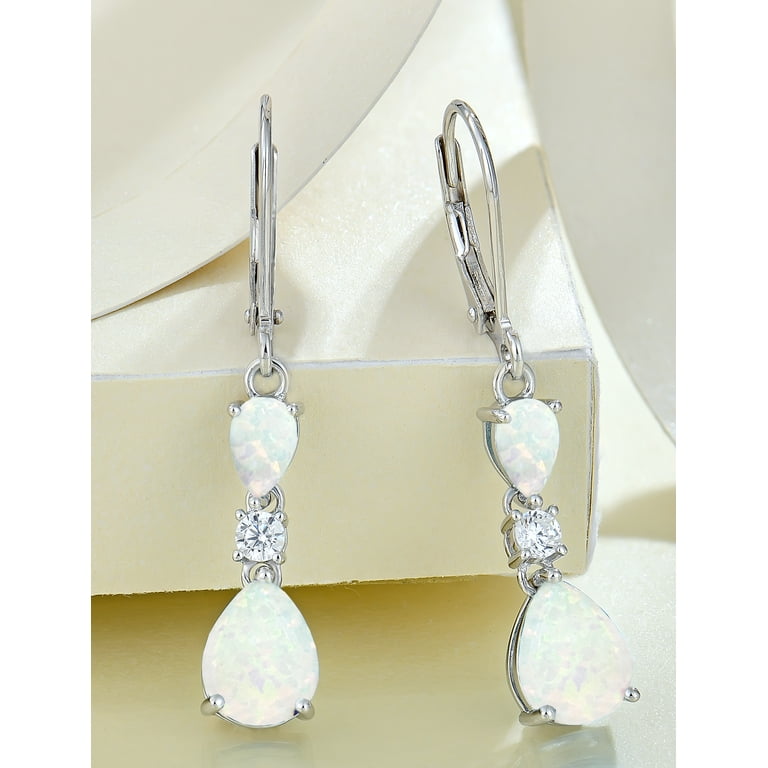 Sleeping Beauty Turquoise Earrings with White Zircon in Sterling Silver