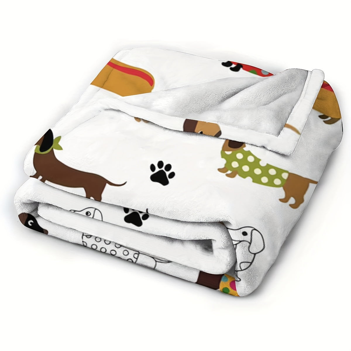 1pc 2DDog Christmas Dachshund Print Blanket - Ultra-Soft Flannel Throw Blanket - Perfect Gift for Dog Lovers, Cozy & Warm for All Seasons, Versatile Use Dog Blanket Furry Blanket