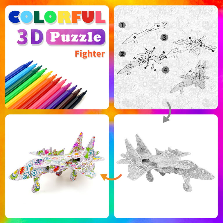 Dream Fun Coloring Kit for Girl Age 5 6 7 8 9, Art and Craft 3D Painting  Puzzle for 8-12 Year Old Kid Art Supply DIY Graffiti Origami Paper Toy for  Kid