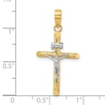 thumbnail image 3 of Finest Gold 14K & White Rhodium Polished & Textured INRI Crucifix Cross Pendant, 3 of 4