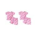 thumbnail image 2 of Cenuakty Toddler 6M 12M 18M 2T 3T 4T Girls Back to School Outfit Apple Print Short Sleeve Crew Neck T-Shirt Elastic Shorts 2-Piece Set, 2 of 9