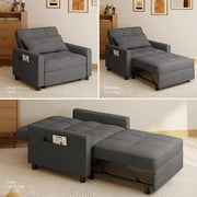 3 in 1 Convertible Sofa Beds Chair, Sleeper Sofa Bed for Adults, Light Gray