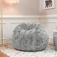 thumbnail image 3 of Jaxx Saxx 3 Foot Bean Bag Chair For Kids - Faux Fur - Fun Colors Silver, 3 of 5
