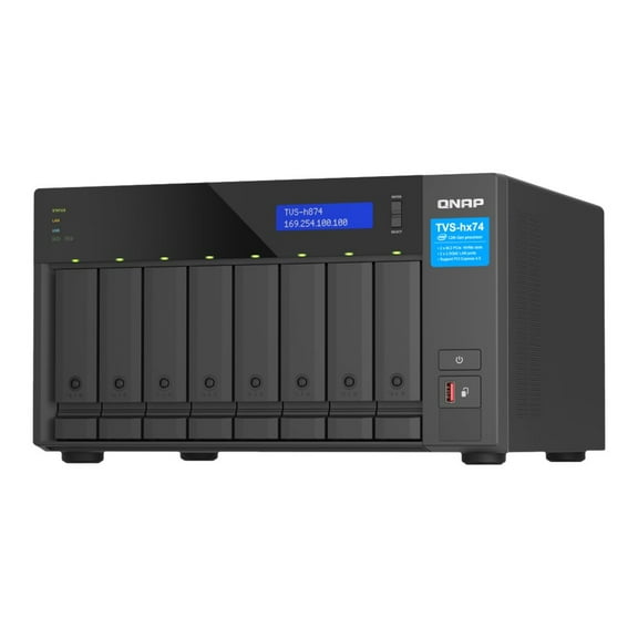 QNAP TVS-H874 - NAS server - 8 bays - SATA 6Gb/s - RAID JBOD, 0, 1, 5, 6, 10, 50, 60, TM, RAID TP - RAM 32 GB - 2.5 Gigabit Ethernet - iSCSI support