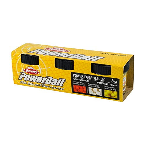 Berkley FEMPG-AST1 PowerBait Power Eggs Floating Mag Asst, Assorted, garlic, 3, Small Jar, Offers natural floating presentation, PowerBait Power Eggs Floating Mag Asst, Assorted, garlic